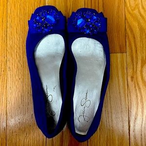 Jessica Simpson royal blue flats size 7 with beautiful gems